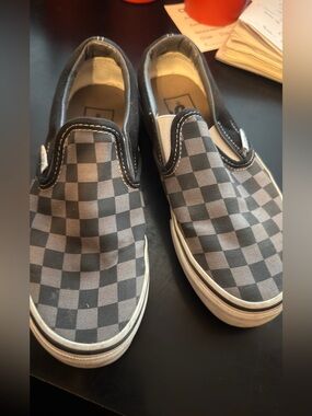 Vans Checkerboard Slip-On Shoes - Gray/Black